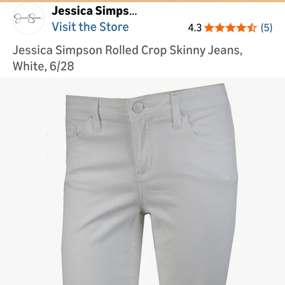 2 Pairs Jessica Simpson White Crop Skinny Jeans and Denim Blue Crop Skinny Jeans